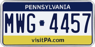 PA license plate MWG4457