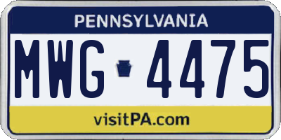 PA license plate MWG4475