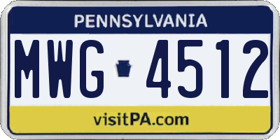 PA license plate MWG4512