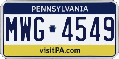 PA license plate MWG4549