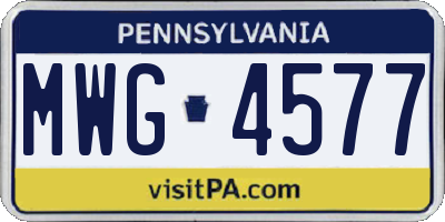 PA license plate MWG4577