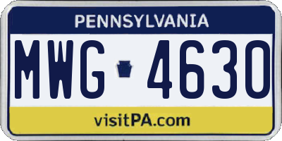 PA license plate MWG4630