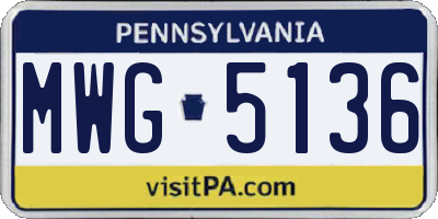 PA license plate MWG5136