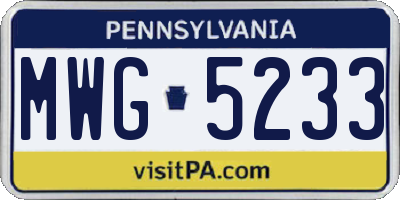 PA license plate MWG5233
