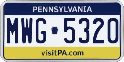 PA license plate MWG5320