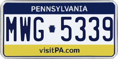 PA license plate MWG5339