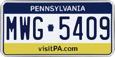 PA license plate MWG5409