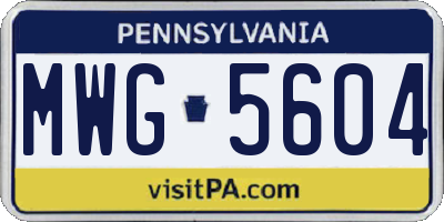 PA license plate MWG5604