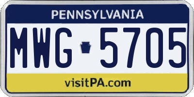 PA license plate MWG5705