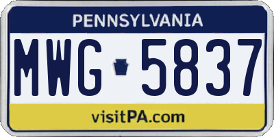 PA license plate MWG5837
