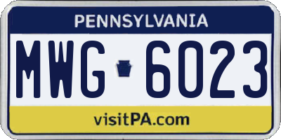 PA license plate MWG6023