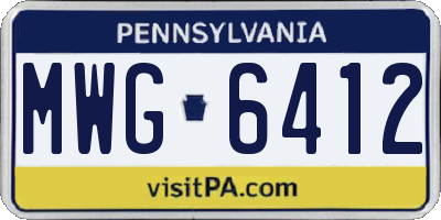 PA license plate MWG6412