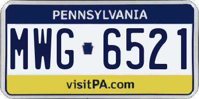PA license plate MWG6521