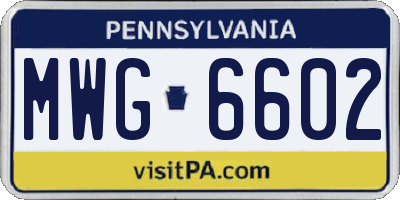 PA license plate MWG6602