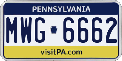 PA license plate MWG6662