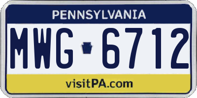 PA license plate MWG6712