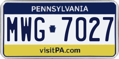 PA license plate MWG7027