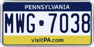 PA license plate MWG7038