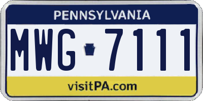 PA license plate MWG7111