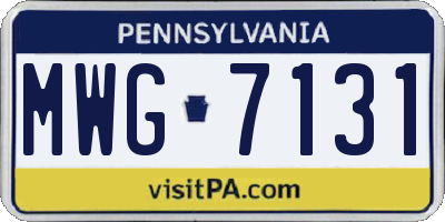 PA license plate MWG7131