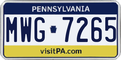 PA license plate MWG7265