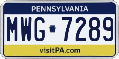 PA license plate MWG7289