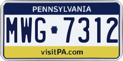 PA license plate MWG7312