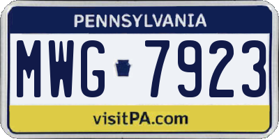 PA license plate MWG7923