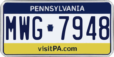 PA license plate MWG7948