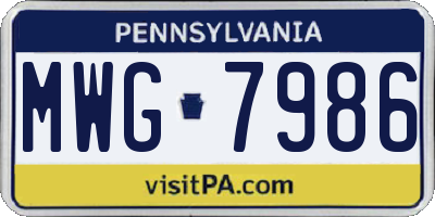 PA license plate MWG7986