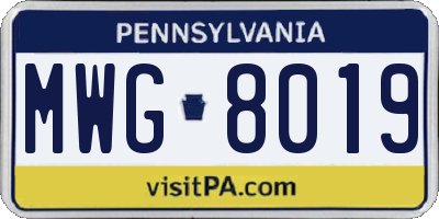 PA license plate MWG8019