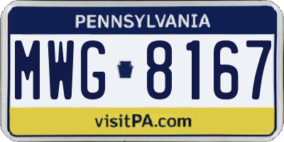 PA license plate MWG8167