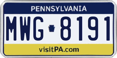 PA license plate MWG8191