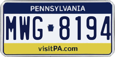PA license plate MWG8194