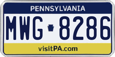 PA license plate MWG8286