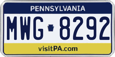 PA license plate MWG8292