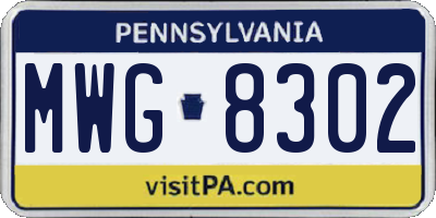 PA license plate MWG8302
