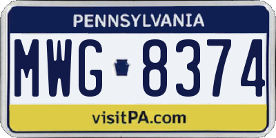 PA license plate MWG8374