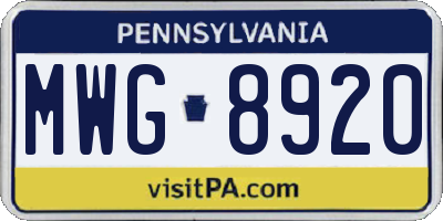 PA license plate MWG8920