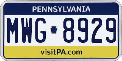 PA license plate MWG8929