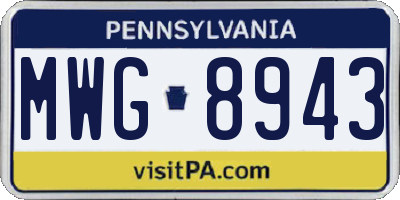 PA license plate MWG8943