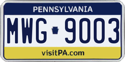 PA license plate MWG9003