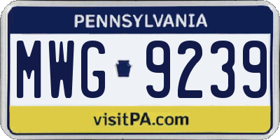 PA license plate MWG9239