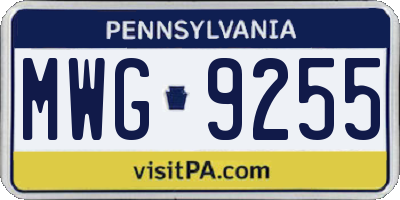 PA license plate MWG9255