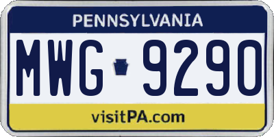 PA license plate MWG9290