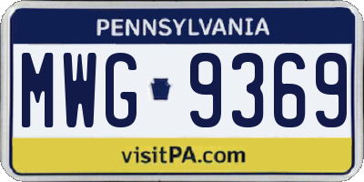 PA license plate MWG9369