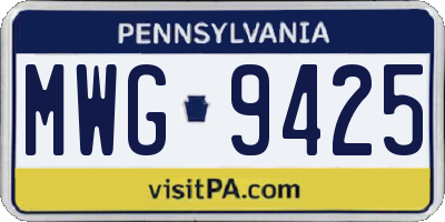 PA license plate MWG9425