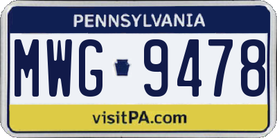 PA license plate MWG9478