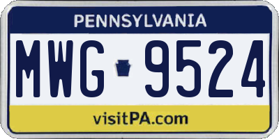 PA license plate MWG9524
