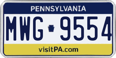 PA license plate MWG9554